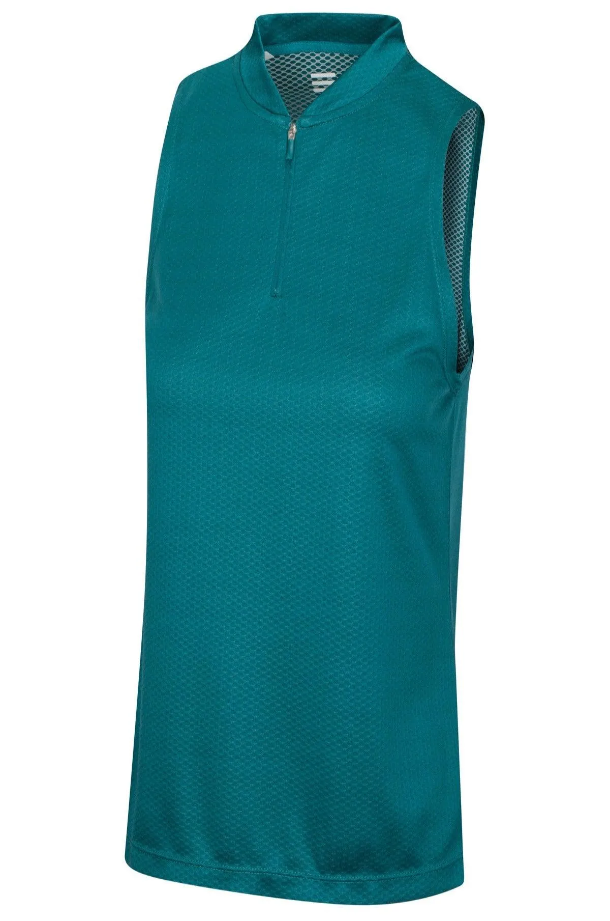 Women's Sleeveless Collarless Golf Polo with Zipper