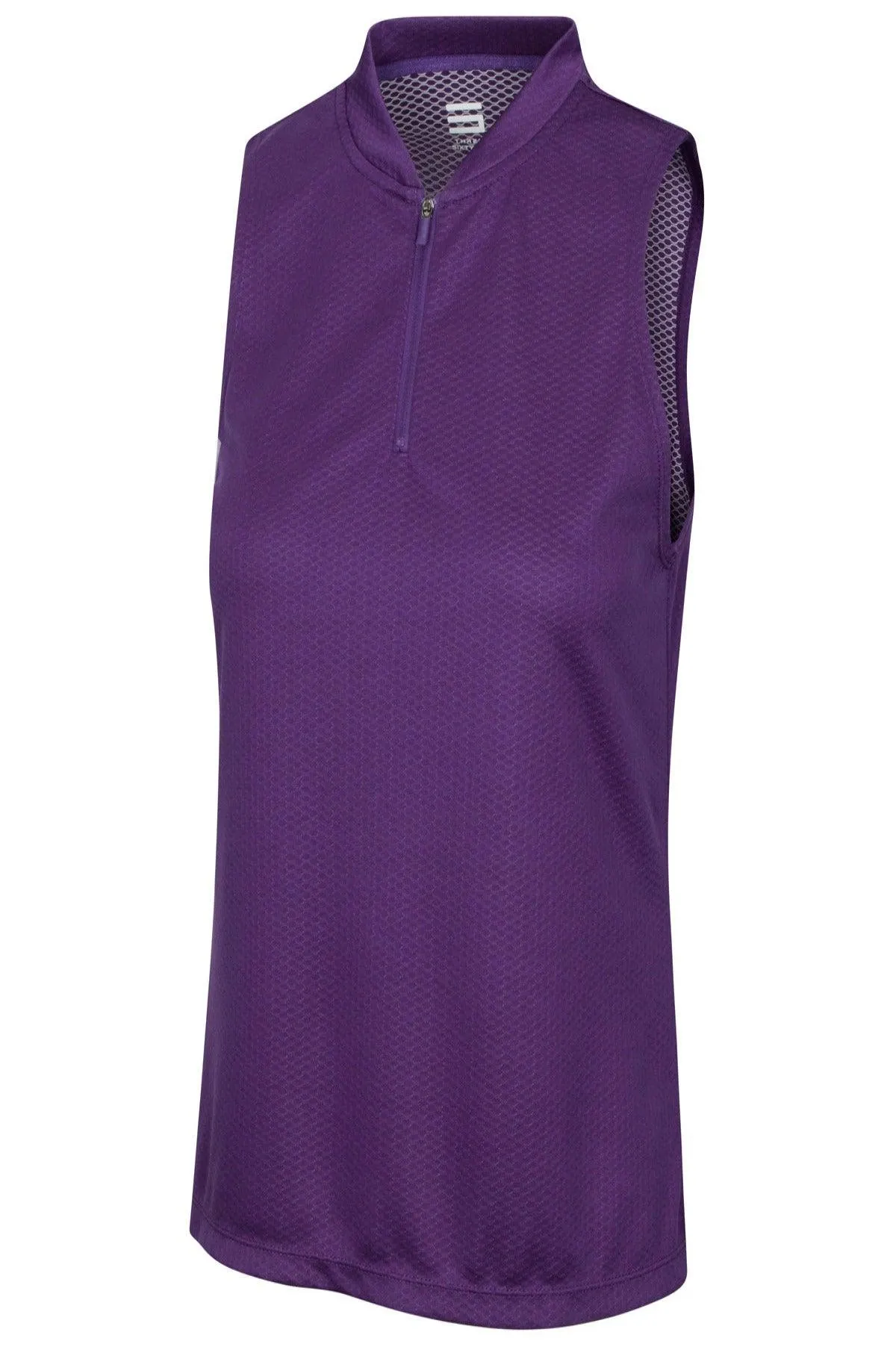 Women's Sleeveless Collarless Golf Polo with Zipper