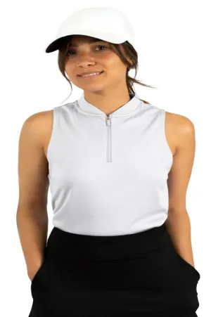 Women's Sleeveless Collarless Golf Polo with Zipper