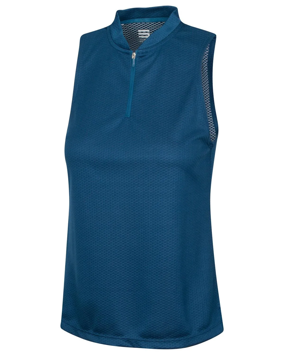 Women's Sleeveless Collarless Golf Polo with Zipper