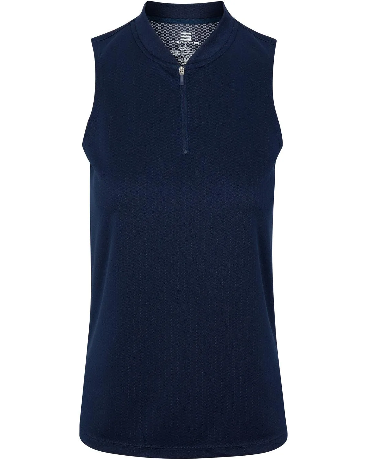 Women's Sleeveless Collarless Golf Polo with Zipper