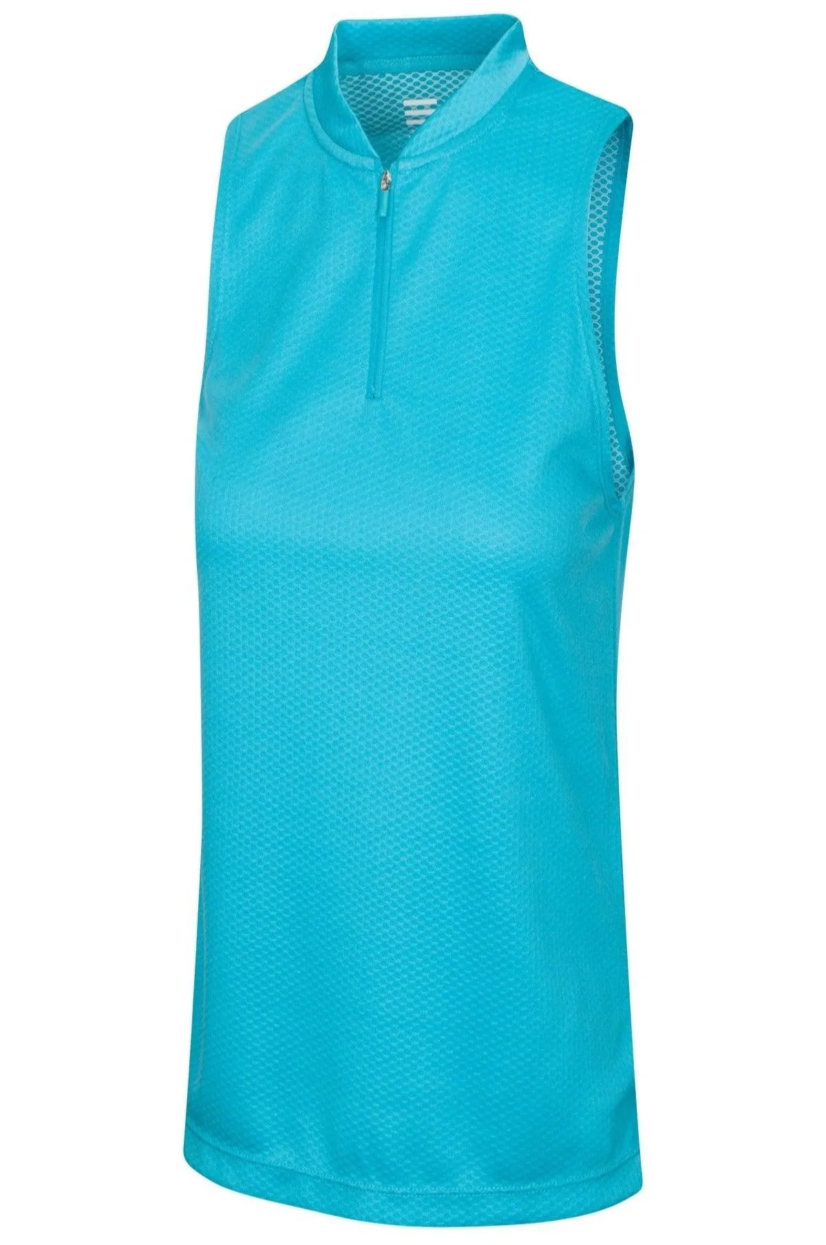Women's Sleeveless Collarless Golf Polo with Zipper