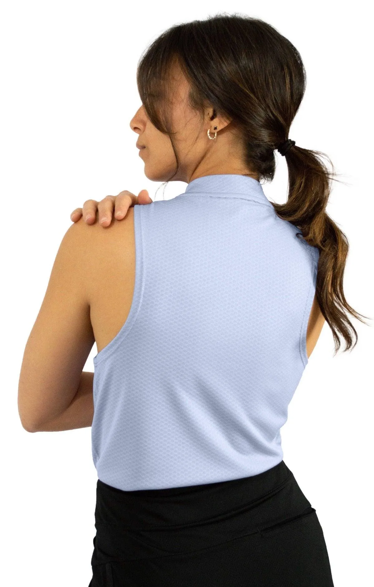Women's Sleeveless Collarless Golf Polo with Zipper