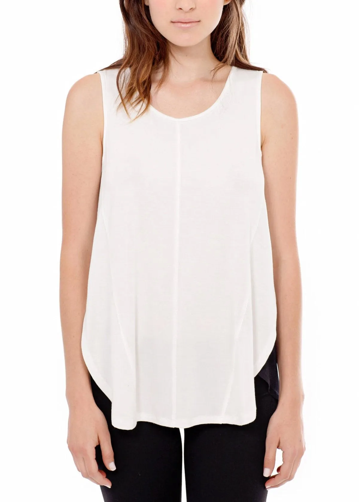 Women's Sleeveless Tulle Contrast Tank Top