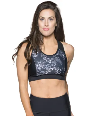 Women's Swim Sport Top (Regular & Plus Size) - Paisley/Black