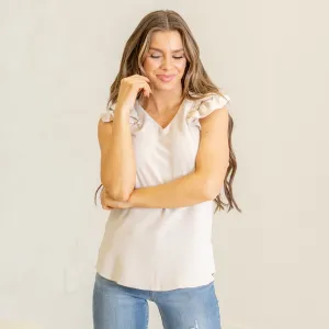 Woven tiered ruffle sleeve top
