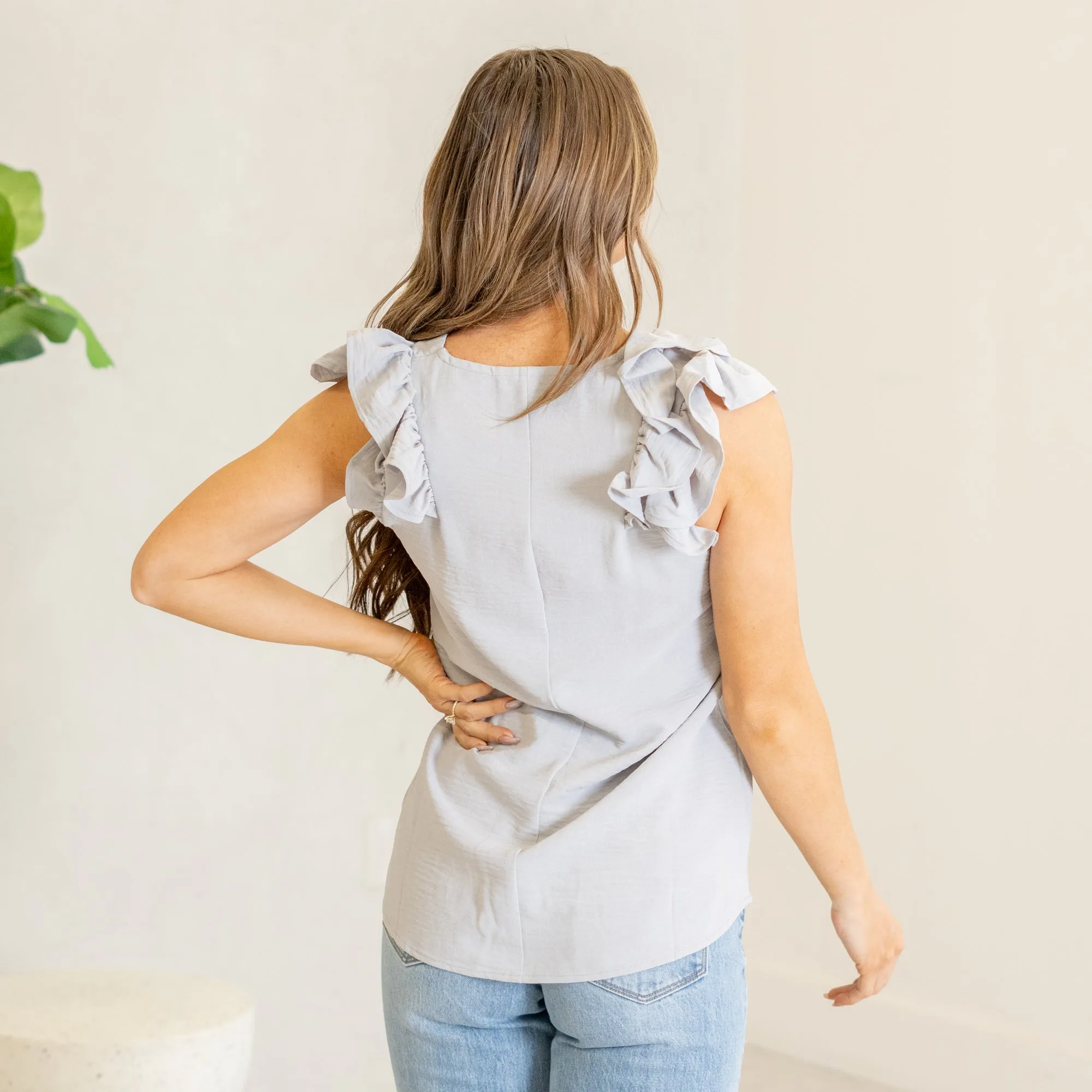 Woven tiered ruffle sleeve top