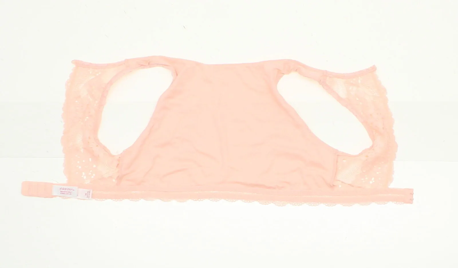 Xhilaration Women's Mini Ribbed High Neck Lace Back Bralette Pink XS