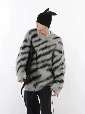 Zebra Pattern Mohair Sweater