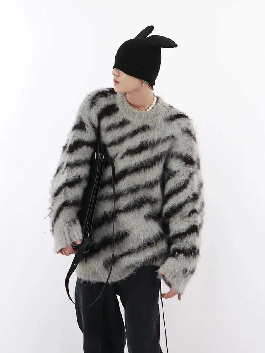 Zebra Pattern Mohair Sweater