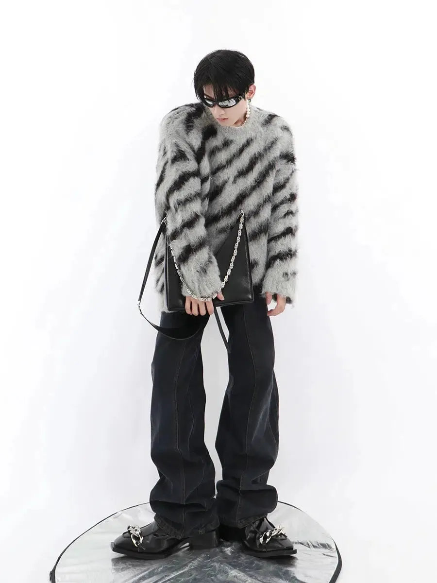 Zebra Pattern Mohair Sweater